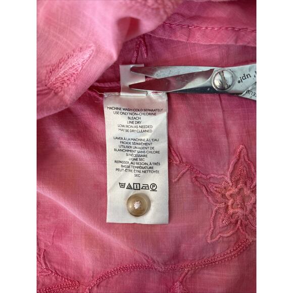 Anthropologie Pilcro Embroidered Tonal Pink Tie Dye Button Up S Boho Cottagecore - Picture 11 of 16